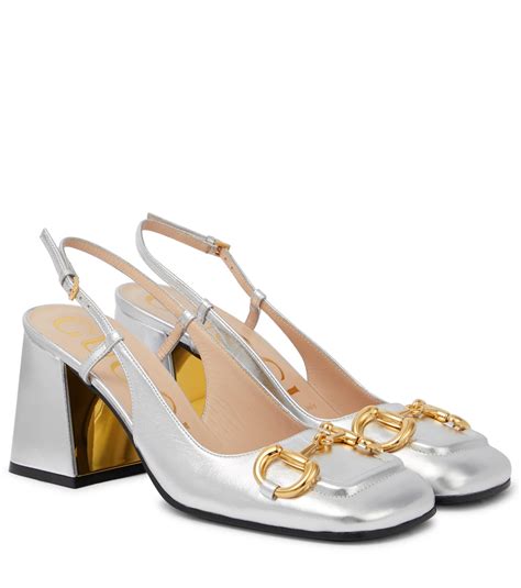 gucci leather slingback pump|gucci slingback heel pump.